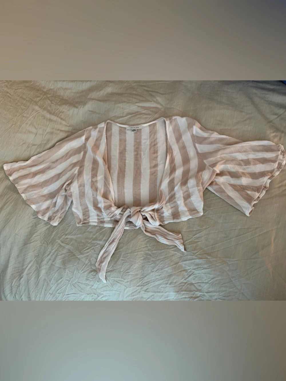 American Eagle Striped Lightweight Two-Piece Set in Tan and Cream Size Medium - Picture 3 of 6